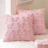 Decorative Coquette Bow Pillow Covers Pink 16x16-inch